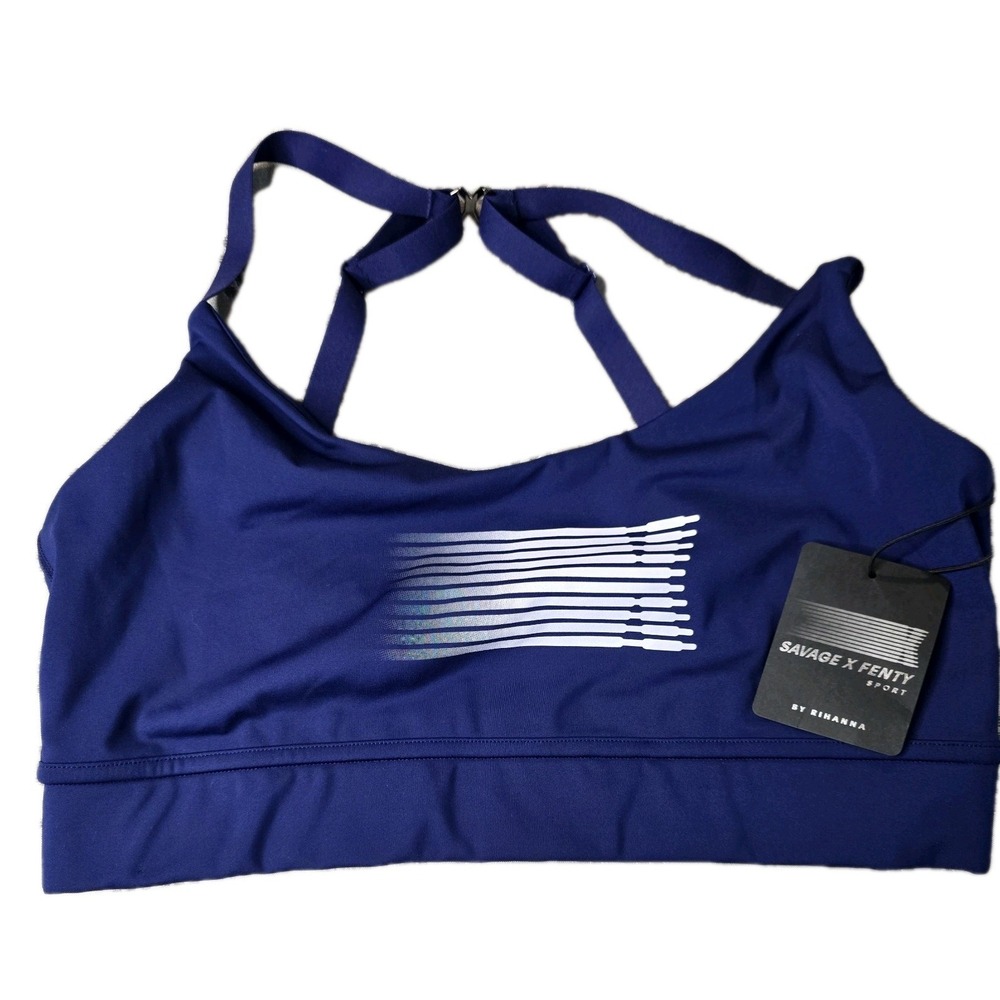 Savage X Fenty Band-It Low Impact Sports Bra over‎ It Blue Size XL NWT